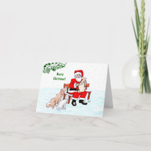 Merry Christmas! Santa Claus with Cat and Dog Card