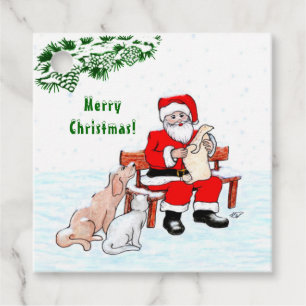 Merry Christmas! Santa Claus with Cat and Dog Favor Tags