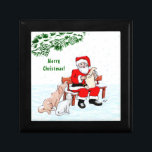 Merry Christmas! Santa Claus with Cat and Dog Gift Box<br><div class="desc">Merry Christmas! Santa Claus with Cat and Dog - colored pencil drawing by Krisi ArtKSZP >>> Store Category  >>> Merry Christmas for Kids >>> Santa Claus with Cat and Dog</div>