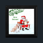 Merry Christmas! Santa Claus with Cat and Dog Gift Box<br><div class="desc">Merry Christmas! Santa Claus with Cat and Dog - colored pencil drawing by Krisi ArtKSZP >>> Store Category  >>> Merry Christmas for Kids >>> Santa Claus with Cat and Dog</div>