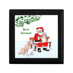 Merry Christmas! Santa Claus with Cat and Dog Gift Box