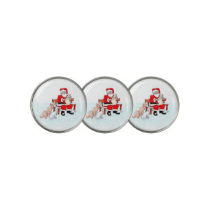 Merry Christmas! Santa Claus with Cat and Dog Golf Ball Marker