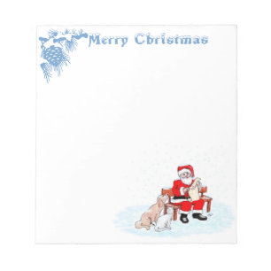 Merry Christmas - Santa Claus with Cat and Dog Notepad