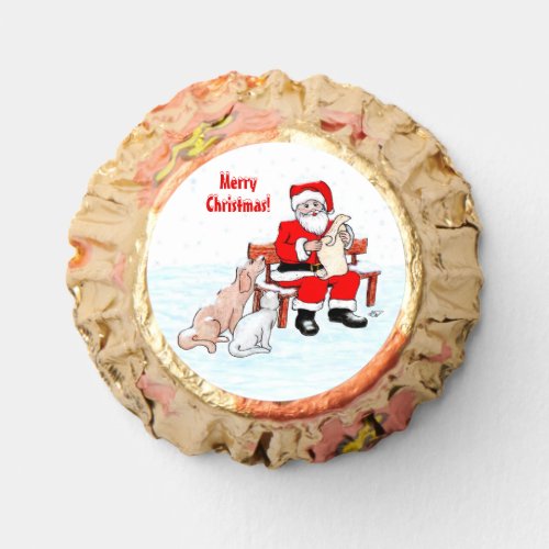 Merry Christmas _ Santa Claus with Cat and Dog Reeses Peanut Butter Cups