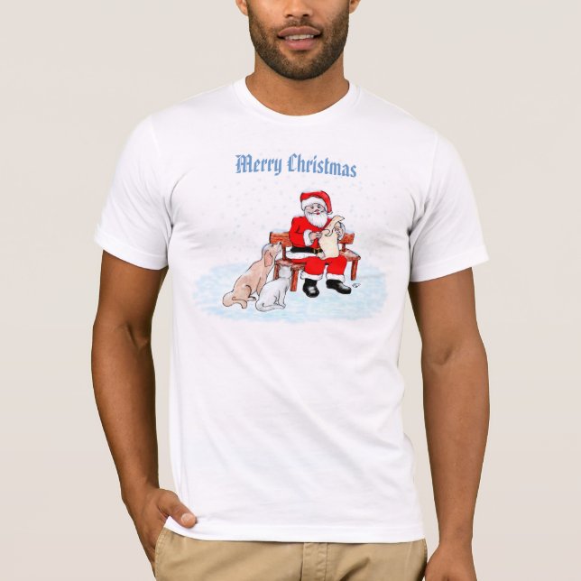 Merry Christmas - Santa Claus with Cat and Dog T-Shirt (Front)