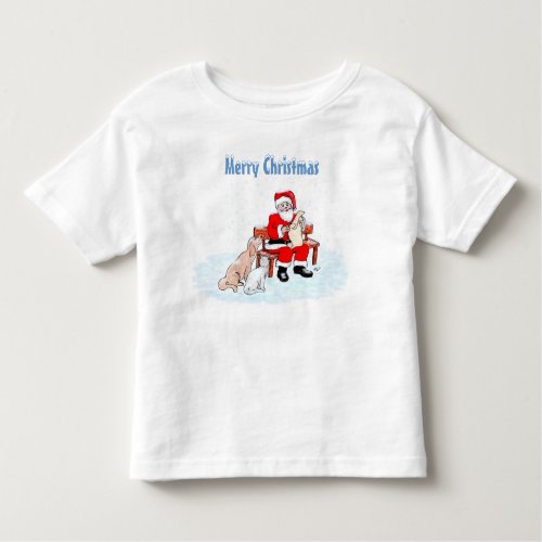 Merry Christmas _ Santa Claus with Cat and Dog Toddler T_shirt