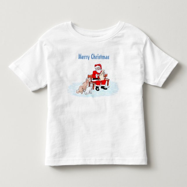 Merry Christmas - Santa Claus with Cat and Dog Toddler T-shirt (Front)
