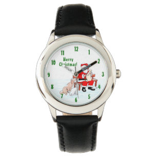 Merry Christmas! Santa Claus with Cat and Dog Watch