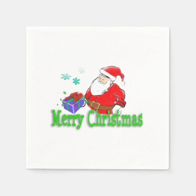 Merry Christmas Santa Claus with Gift Napkins (Front)