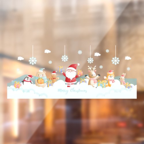 Merry Christmas Santa Claus With Helpers Window Cling
