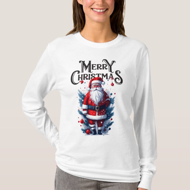 Merry Christmas Santa Claus Womens Long Sleeve T-Shirt (Front)