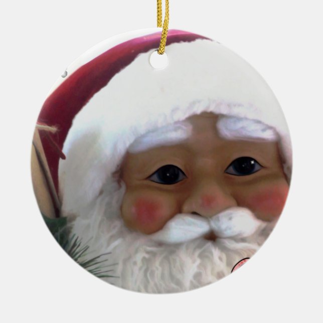 Merry Christmas Santa Clause Ceramic Ornament (Front)