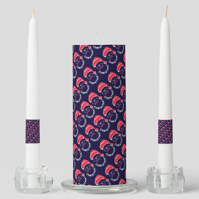 Merry Christmas Santa Clause Merry & Bright Unity Candle Set (Front)