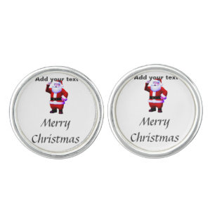 Merry Christmas Santa clauz art add your name text Cufflinks
