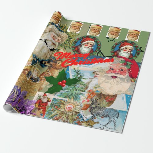 Merry Christmas Santa Collage Wrapping Paper