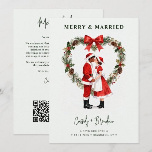 Merry Christmas Santa Couple Heart Wreath TLW26 Save The Date