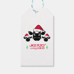 Merry Christmas Santa Cow Gift Tags