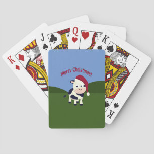 Merry Christmas Santa Cow Poker Cards