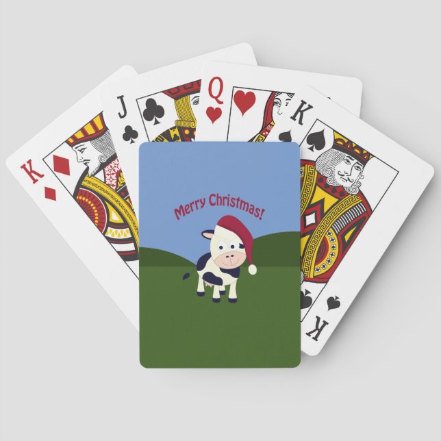 Merry Christmas Santa Cow Poker Cards (Back)