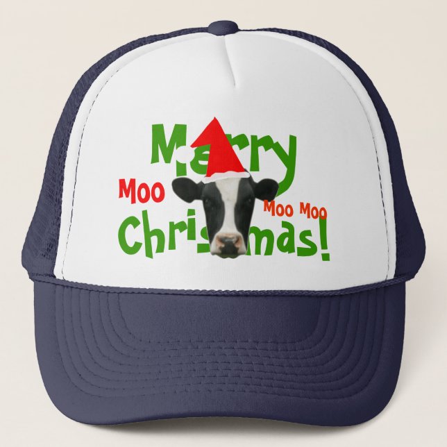 Merry Christmas Santa Cow Truckers Hat/ Cap (Front)