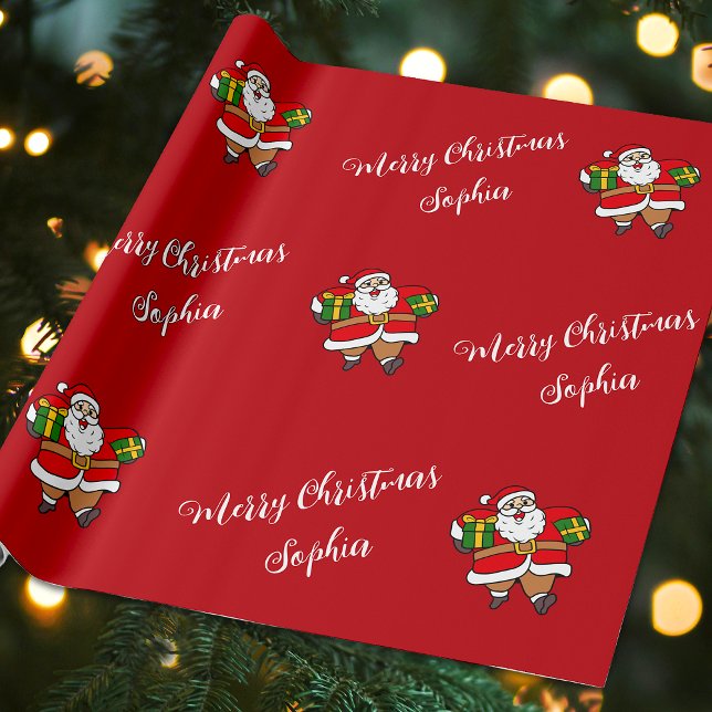 Merry Christmas Santa Custom Name Personalized Wrapping Paper (Creator Uploaded)