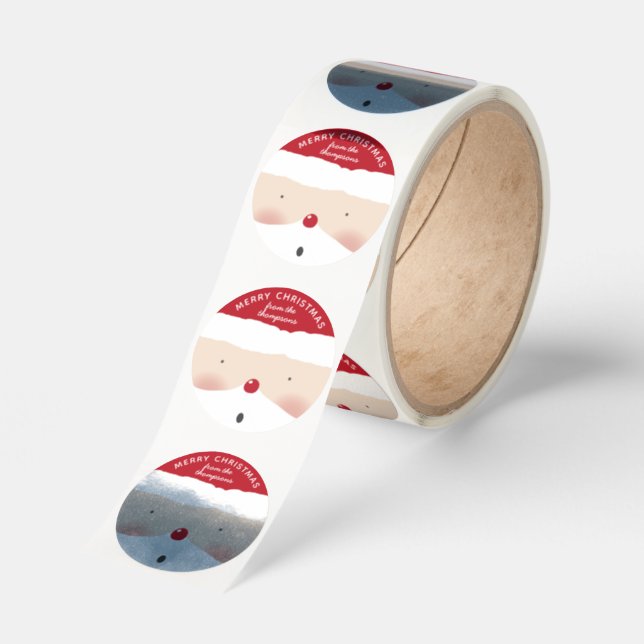 Merry Christmas Santa Cute Fun Personalized Name  Classic Round Sticker (Roll)