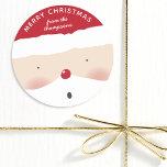 Merry Christmas Santa Cute Fun Personalized Name Classic Round Sticker<br><div class="desc">Merry Christmas Santa Cute Fun Personalized Name Sticker features a cute Santa face with Santa hat and your personalized message and name. Perfect for Christmas gifts,  christmas favors,  Christmas card envelopes and more. Created by Evco Studio www.zazzle.com/store/evcostudio</div>