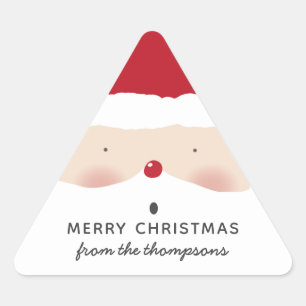 Merry Christmas Santa Cute Fun Personalized Name Triangle Sticker