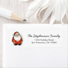 Merry Christmas Santa Cute Sketch Return Address Label
