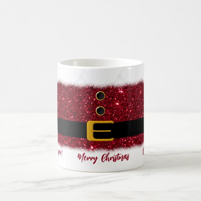 Merry Christmas-Santa-Dazzling Red- Coffee Mug (Center)
