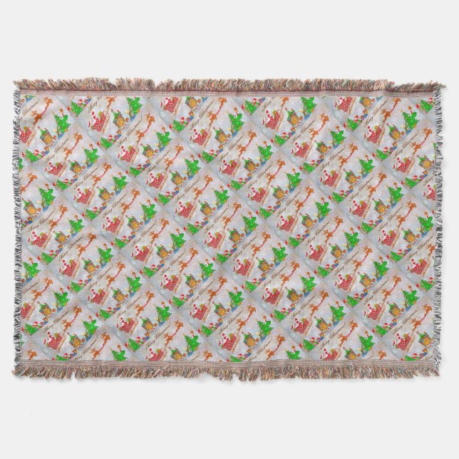 Merry Christmas Santa Delivering Gifts Throw Blanket (Front)
