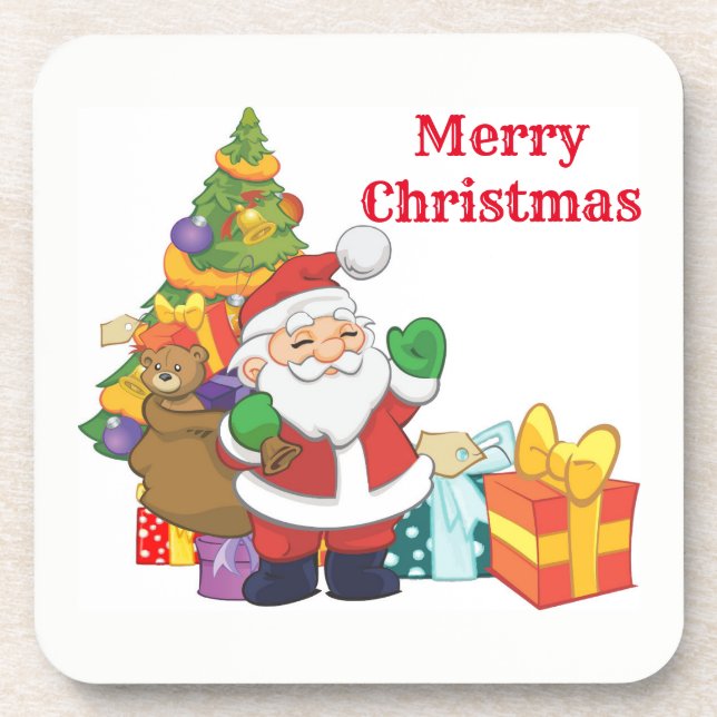 Merry Christmas Santa Drink Coaster (Front)