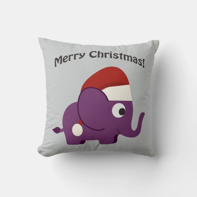 Merry Christmas! Santa Elephant Throw Pillow (Front)