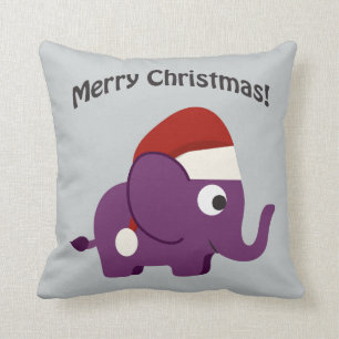 Merry Christmas! Santa Elephant Throw Pillow