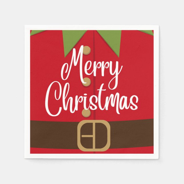 Merry Christmas Santa Elf Suit Napkins (Front)