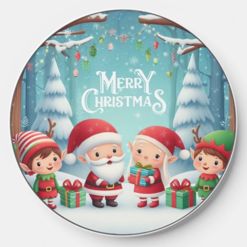 Merry Christmassantaelves snow Wireless Charger