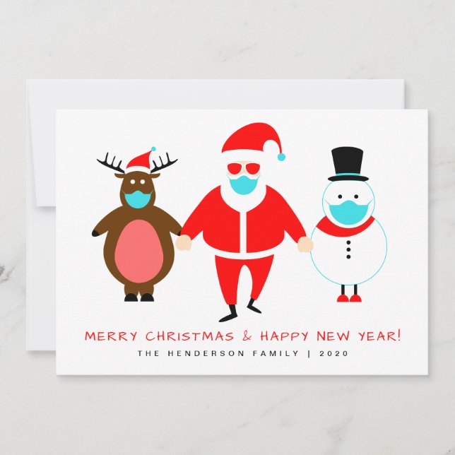 Merry Christmas Santa Face Mask Holiday Card (Front)