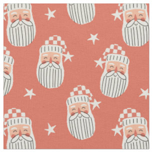 Merry Christmas - Santa Face nursery winter Star  Fabric