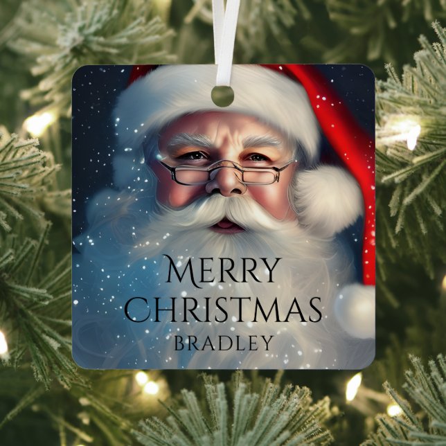 Merry Christmas Santa Festive Winter Holidays  Metal Ornament (Insitu)