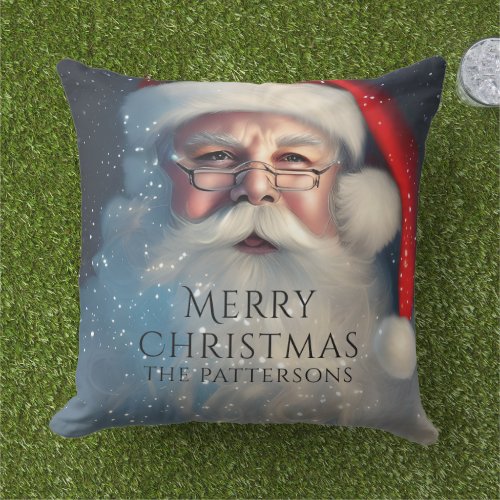 Merry Christmas Santa Festive Winter Holidays  Outdoor Pillow