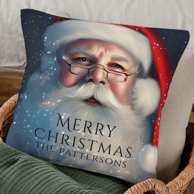 Merry Christmas Santa Festive Winter Holidays  Throw Pillow (Creator Uploaded)