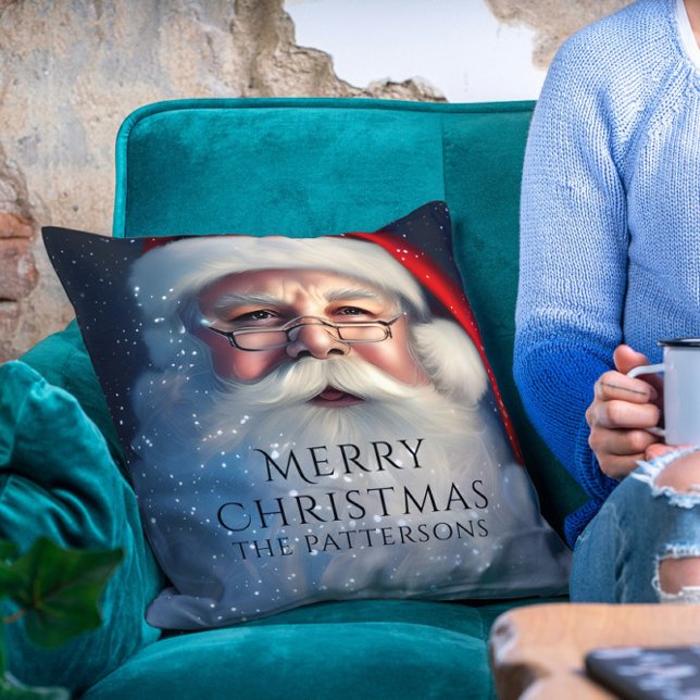 Merry Christmas Santa Festive Winter Holidays  Throw Pillow (Creator Uploaded)