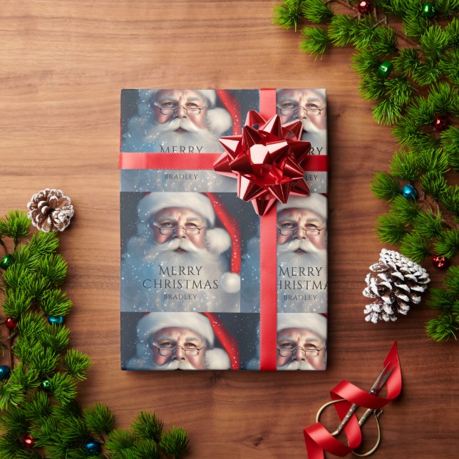 Merry Christmas Santa Festive Winter Holidays  Wrapping Paper (Holiday Gift)