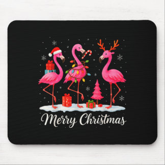 Merry Christmas Santa Flamingo Xmas Light Men Wome Mouse Pad