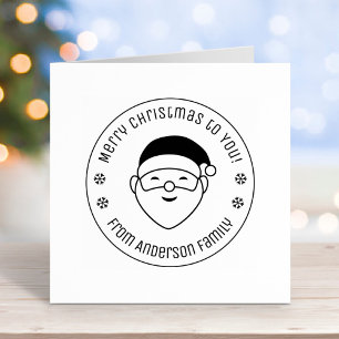 Merry Christmas Santa from Family Round Rubber Stamp