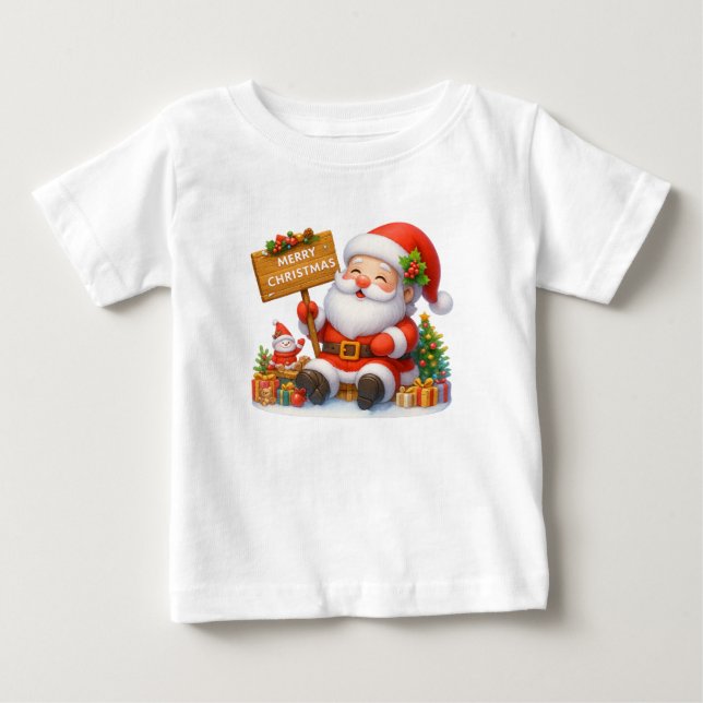 Merry Christmas Santa Funny T-Shirt. Baby T-Shirt (Front)