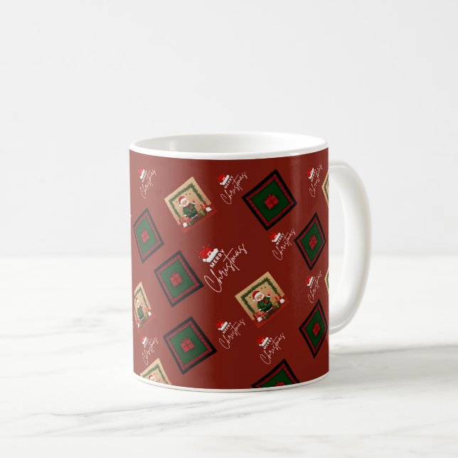 Merry Christmas Santa & Gift Box Pattern Mug (Front Right)