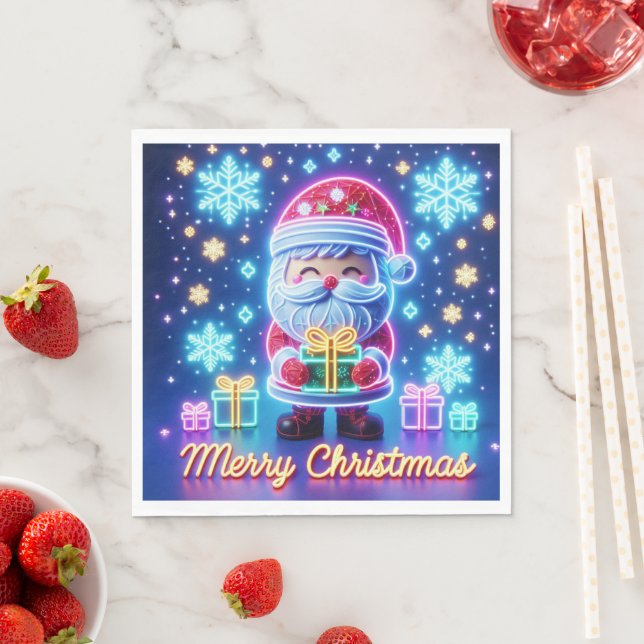 Merry Christmas Santa Gift Poster Napkins (Insitu)