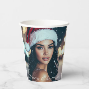 Merry Christmas - Santa Girl Paper Cups