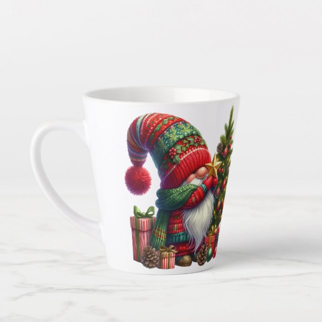 Merry Christmas Santa Gnome Latte Mug (Left)